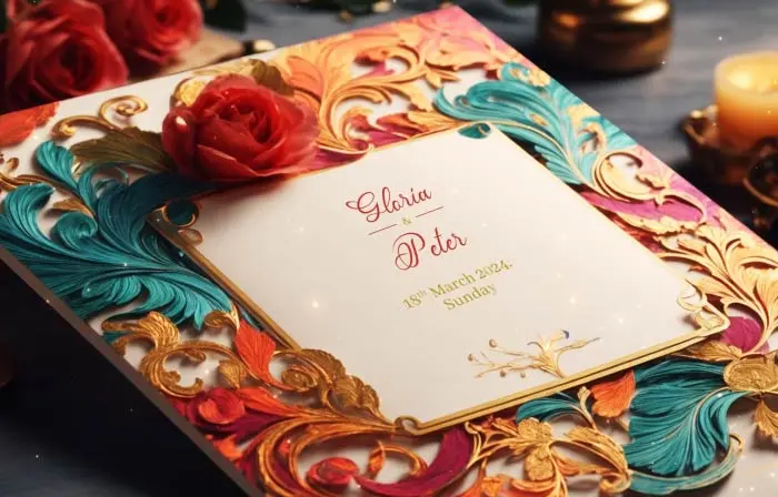 Vibrant 3D Floral Hindu Wedding Invitation Card Slideshow